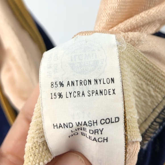 Vintage Robby Len One Piece Swimsuit Bathing Suit Nautical Blue Gold Sz 14 - Picture 9 of 15